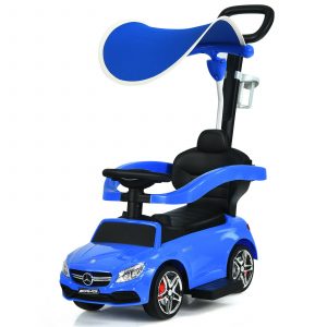 3 in 1 Ride on Push Car Licensed Mercedes Benz Car Slider Walker-Blue