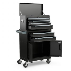 6-Drawer Rolling Tool Chest 2-in-1 with Universal Wheels and Hooks-Black-S