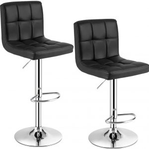 Bar Stool Set of 2 with 360° Swivel Design-Black