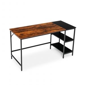 Modern Industrial Style Study Writing Desk with 2 Storage Shelves-Rustic Brown