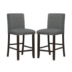 Upholstered Bar Stool Set of 2 for Dining Room Kitchen Restaurant-Grey
