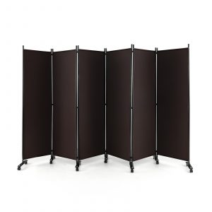 6 Panel Room Divider on Wheels for Indoor-Brown