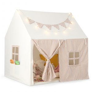 Kids Play Tent with Padded Mat for Children Aged 3-8 Years Old-Beige