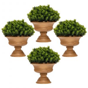 4 Pieces Mini Faux Pine Cone Tree Set with Pots-Green