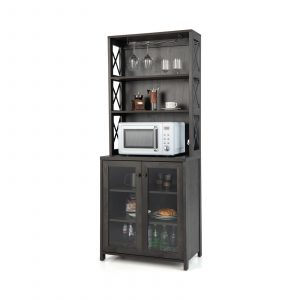 Tall Freestanding Bar Cabinet-Grey