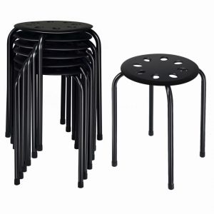 Set of 6 Stackable Portable Breakfast Dining Chairs for Home Kitchen Office-Black
