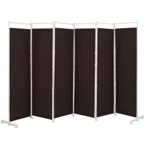 6-Panel Room Divider with Adjustable Foot Pads-Coffee