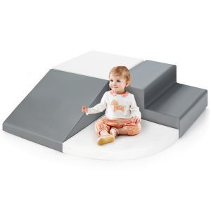 4 Pieces Climb and Crawl Foam Play Set for Toddlers Preschoolers-Grey