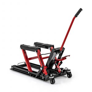 680 kg Motorcycle Hydraulic Lift with 3-Level Height Adjustable Platform-Red