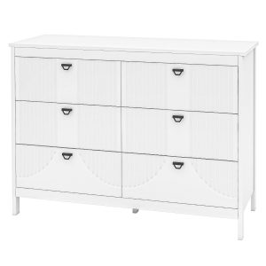 6-Drawer Wooden Chest of Drawers with Handles-white