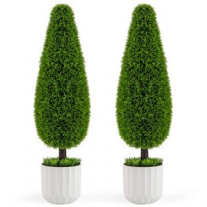 2 Pack 90cm Artificial Cedar Teardrop Shaped Bush-Green