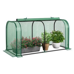 Portable Garden Patio Greenhouse with Roll-up Zipper Door and Waterproof Sun-Protective PE Cover-Green