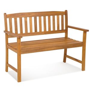 2-Person Outdoor Bench with Ergonomic Backrest and Armrests
