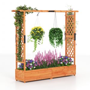 Freestanding Raised Garden Bed Planter Box Planter Box with Trellis-Orange