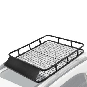 Car Roof Rack Basket with Wind Shield and 4 U-shaped Bolts