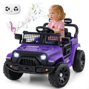 12V Kids Ride on Truck Car with Remote Control for Kid Over 3 Years Old-Purple