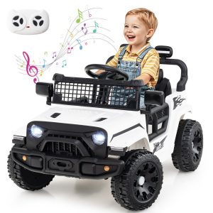 12V Kids Ride on Truck Car with Remote Control for Kid Over 3 Years Old-White