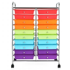 20 Drawers Storage Trolley with 4 Wheels for Beauty Salon-Rainbow