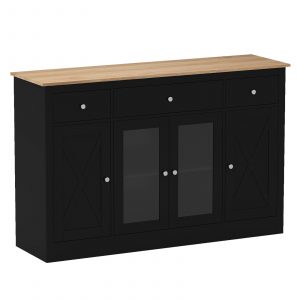 55” Large Buffet Sideboard Kitchen Storage Modern Coffee Bar Cabinet-Black