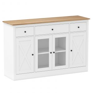 55” Large Buffet Sideboard Kitchen Storage Modern Coffee Bar Cabinet-White