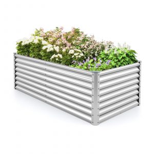 60 cm Raised Garden Bed Elevated Garden Planter with Open Bottom Design-Silver