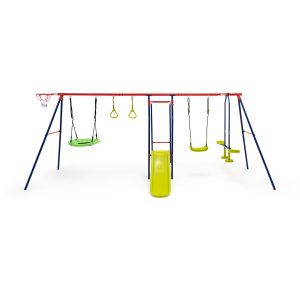 7-in-1 Kids Swing Set with 2 Swings for Kids Aged 3-10 Years Old