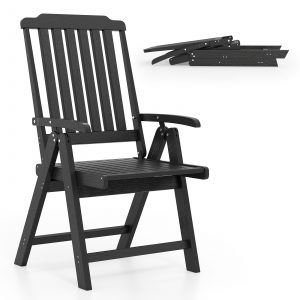 Foldable Patio Chair All-Weather HDPE Outdoor Dining Chair with Armrest-Grey