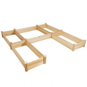 Wooden Raised Flowers Box for Backyard and Patio and Garden-Natural