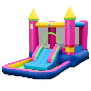 Inflatable Bounce House with Slide Jumping Areaand Basketball Hoop & Ball Pit
