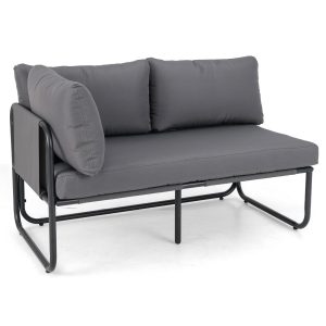 Patio Loveseat Sofa Couch with Removable Pillows and Seat Cushion-Grey