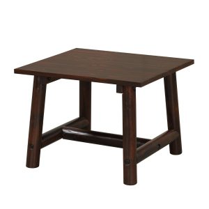 Square Side Table with Sturdy Legs and Reinforced Crossbar-Brown