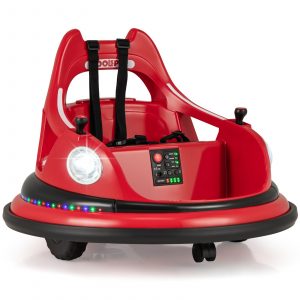 12V Kids Ride On Bumper Car with Dual Joysticks and 5 Light Effects-Red