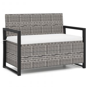150L Outdoor Storage Bench with Padded Cushion-Grey