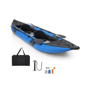 2-Person Inflatable Kayak Set with Aluminum Oars and Padded Seat-Blue