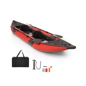 2-Person Inflatable Kayak Set with Aluminum Oars and Padded Seat-Red