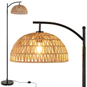 63 Inches Modern Arc Floor Lamp with Hanging Lampshade Bedroom-Black