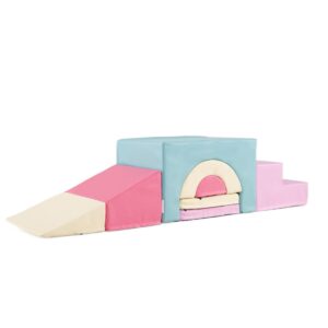 Indoor 7-Piece Foam Climbing Blocks for Crawling Climbing Sliding-Pink