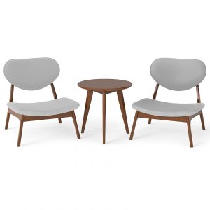Accent Chairs Set of 2 with Side Table for Bedroom Waiting Room-Grey