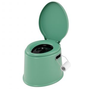 Portable Travel Toilet with Detachable Inner Bucket and Removable Toilet Paper Holder-Green
