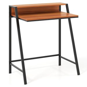 Computer Desk with Monitor Stand 80 CM Small Desk Compact Desk-Brown