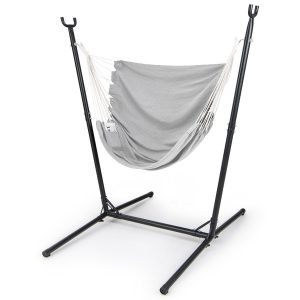 Heavy Duty and Height Adjustable Hammock Chair Side Pocket-Light Grey