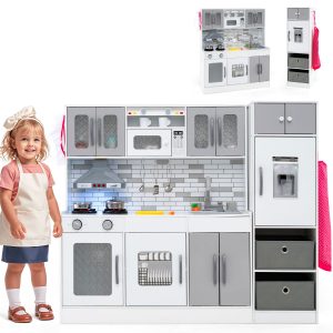 Kids Kitchen Playset with Lights and Sounds-Grey