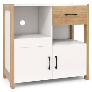 Modern Farmhouse Coffee Bar Cabinet with Drawer for Dining Room-White