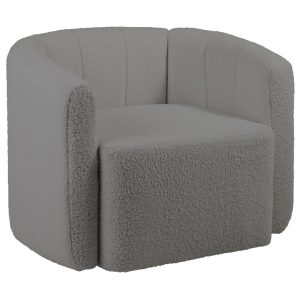 Upholstered Swivel Barrel Chair with Backrest and Armrests-Grey