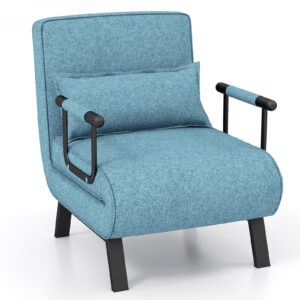 Convertible Sofa Bed 4-in-1 with 6-Position Adjustable Backrest-Lake Blue