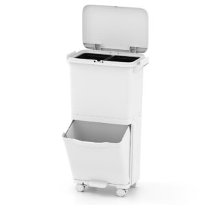 Trash Can with 2 Removable Bins and Tilting Compartment